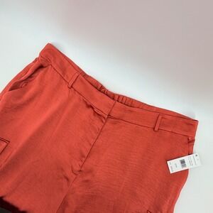 Ella Rafaella Cargo Pants Womens 22W Dusty Cedar Satin Wide Leg LRBME006